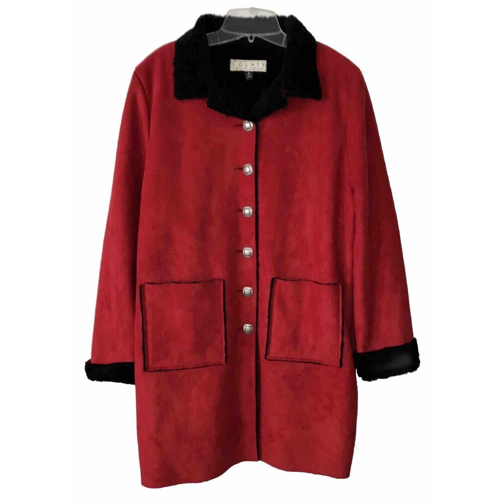 VTG Coat County Clothing Company Women’s Faux Suede Red Size Large Made Canada